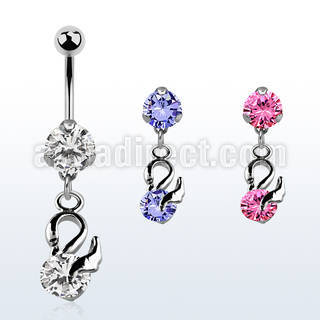 bnrz376z piercing ombligo acero quirurgico zirconia 8mm colgante cisne zirconita redonda 38 10mm distribuidor mayorista