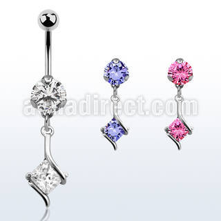 bnrz406 piercing ombligo acero quirurgico zirconia 8mm colgante cuadrado zirconia 38 10mm mayorista