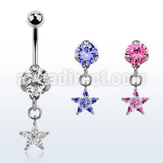 bnrz413 piercing ombligo acero quirurgico zirconia 8mm colgante flor zirconia plata 38 10mm venta