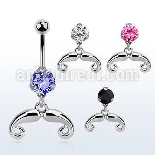 bnrz516 piercing ombligo acero quirurgico zirconia 8mm colgante bigote frances 38 10mm venta