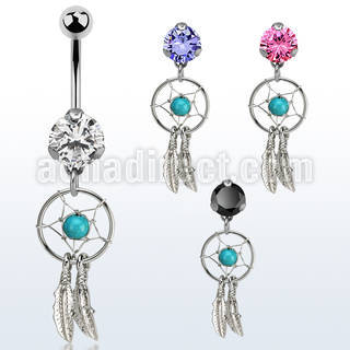 bnrz544 piercing ombligo acero quirurgico zirconia 8mm colgante atrapasuenos 38 10mm distribuidor