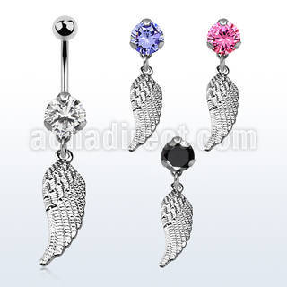 bnrz593 piercing ombligo acero quirurgico zirconia 8mm colgante ala pajaro 38 10mm venta