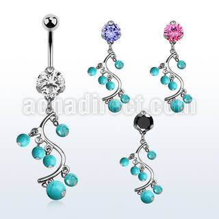 bnrz695 piercing ombligo acero quirurgico zirconia 8mm colgante vid bolas falsa turquesa 38 10mm distribuidor mayorista