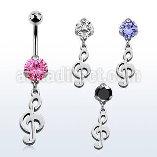 bnrz709 piercing ombligo acero quirurgico zirconia 8mm colgante nota musical 38 10mm distribuidor