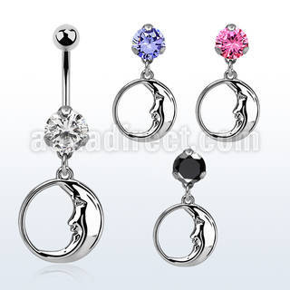 bnrz733 piercing ombligo acero quirurgico zirconia 8mm colgante luna sonolienta 38 10mm distribuidor