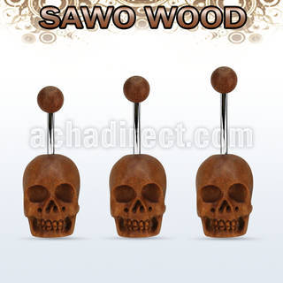 bnsask piercing ombligo acero quirurgico calavera tallada mano madera sawo bola 5mm madera sawo al por mayor