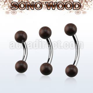 bnsn5 piercing ombligo organico barra acero 316l bolas madera sono 5mm distribuidor