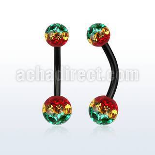 bnt2frsr anodized 316l steel belly banana w rasta ferido ball