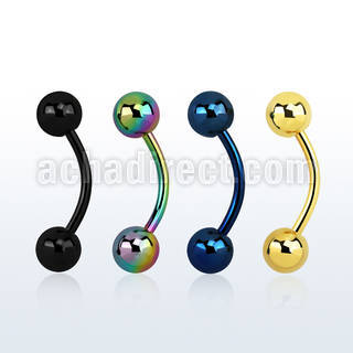 bntb5s anodized 316l steel eyebrow banana, with two 5mm balls