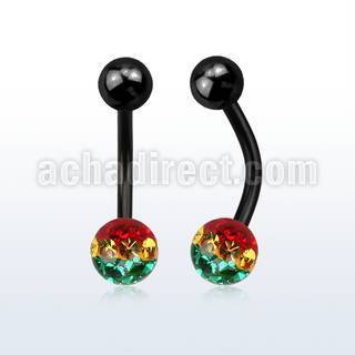 bntfr6r anodized 316l steel belly banana w rasta ferido ball