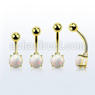 bntrdo piercing ombligo acero quirurgico chapado oro opalo sintetico redondo engastado