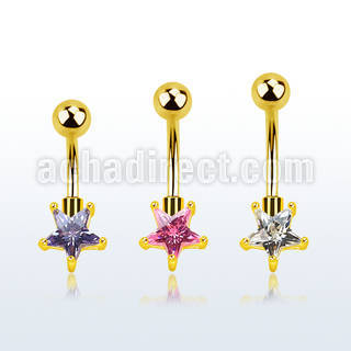 bntstz piercing ombligo acero 316l anodizado zirconia 7mm estrella oro venta
