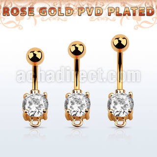 bnttczh rose gold belly banana w round cz hoop for dangling