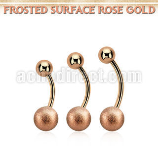 bnttfo8 rose gold steel belly banana w 8mm frosted steel ball