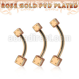 bnttk2di rose gold steel belly banana with 4mm 5mm dices