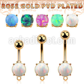 bnttrdoh rosegold plated 316l steel belly banana opal