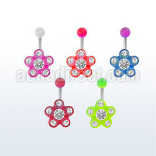 bnuvfl10 piercing ombligo acero quirurgico flor acrilica petalos cristal cristal centro bola acrilica distribuidor mayorista