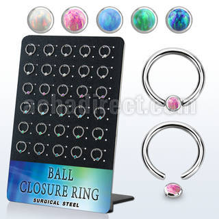 board 30 steel ball closure ring 8mm w 3mm disk with opal