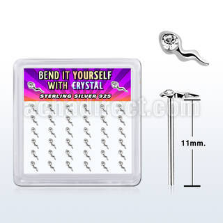 yxsmc36 caja unidades piercing nariz doblarlo tu mismo plata esterlina parte superior espermatozoide cristal claro