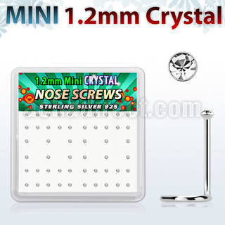 box silver nose scews w 1.2mm clear crystals