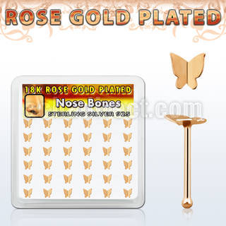 rsbbtf36 display caja unidades chapado oro rosa piercing nariz hueso plata plain mariposa parte superior