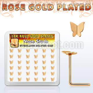 rssbtf36 display caja unidades chapado oro rosa plata piercing nariz plain mariposa parte superior