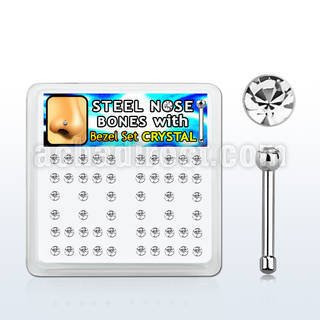 nbsbxc caja unidades piercing nariz hueso acero parte superior cristales color claro
