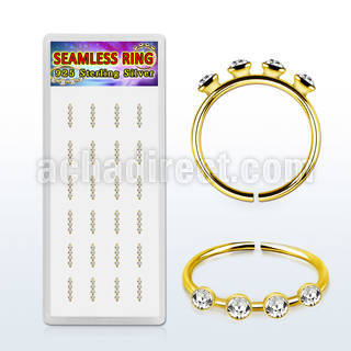 box w gold silver seamless nose hoop w 4 1.5mm crystal