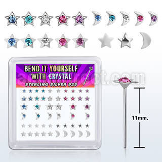 nybxm8c distribuidor mayorista caja 52 piercing nariz doblar tu mismo plata 925 0 6mm variado estrella luna des claro crystals distribuidor