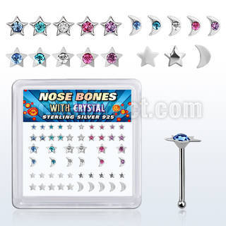 nbbxm8c distribuidor mayorista caja 52 piercing nariz hueso plata 925 0 6mm formas estrella luna al por mayor