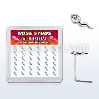 sxsmc36 caja unidades piercing nariz plata esterlina parte superior espermatozoide cristal claro