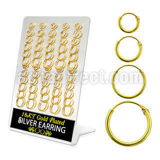 br310rg board of silver hollow tube ear hoop w 18k gold plating