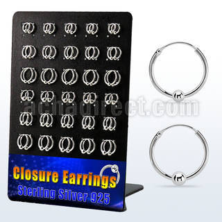 br410 display 30 pares aro bola presion plata 925 surtido bolas 3mm & 4mm 8mm 12mm distribuidor