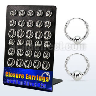 br510 display 30 pares aro bola presion plata 925 assorted 4mm & bola 5mm 10mm 14mm venta