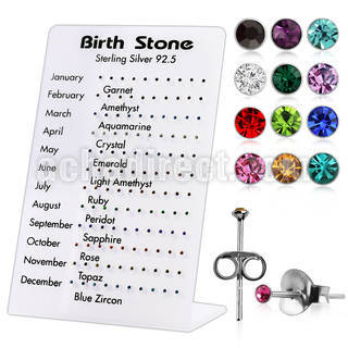 br943 display 60 pares piercings oreja plata esterlina nacimiento cristal redondo 1 5mm venta