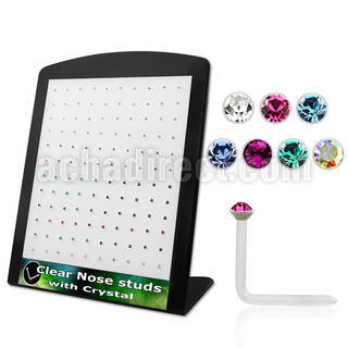 brac12 display expositor 120 piercing nariz l acrilico transparente cristal redondo 2mm distribuidor mayorista