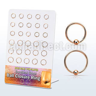 brcrt2 display 30 aros bola presion acero quirurgico pvd oro rosa 1mm bola 2 5mm diametro 8mm 10mm venta