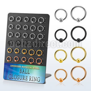 brcrt4b display unidades aro bola presion acero chapados pvd negro oro oro rosa bola