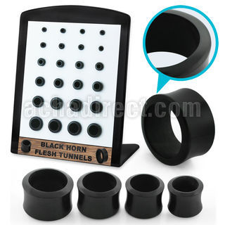 brdphk black horn double flare flesh tunnels 24pcs