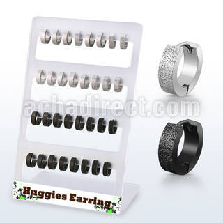 brer30 display 16 pares huggie acero inoxidable superficie efecto esmerilado acero negro al por mayor