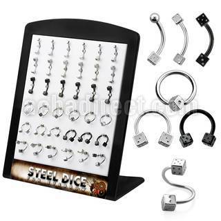 bresdi display 36 piercings ceja acero 316l acero 316l anodizado dados 3mm 8mm distribuidor mayorista