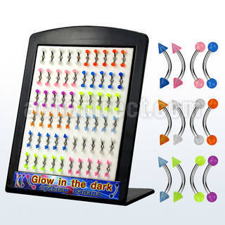 brgl3 316l steel eyebrow banana with luminous ball cone