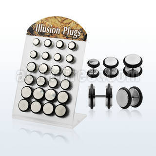 bripr display expositor 24 plugs falsos acero quirurgico brillo espejo anillos goma distribuidor