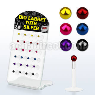 brlbi15 display expositor 24 labrets bio flexibles transparentes bola esterlina 2mm colores 8mm venta