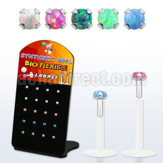 brlbi48 pequeno display 20 labrets bio flexibles transparentes plateada presion opalo 1 5mm distribuidor