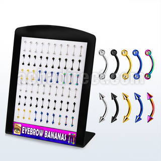 brmix20 display 60 bananas ceja acero quirurgico anodizado bolas conos 3mm 8mm distribuidor