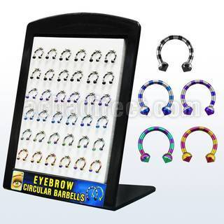brmix23 display 36 barbells circulares ceja acero 316l pvd colores media bolas conos 8mm 10mm distribuidor mayorista