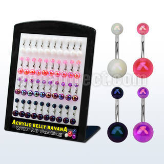 brmix29 display 40 piercings ombligo acero quirurgico bolas acrilicas recubrimiento ab 5 8mm 10mm distribuidor