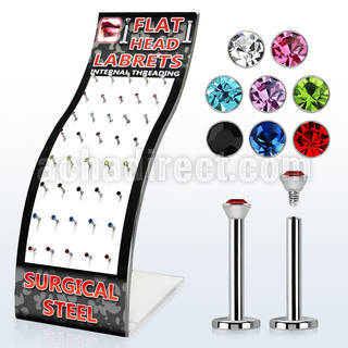 brmlb5 display 40 labrets acero quirurgico rosca interna cristal 2 5mm 8mm mayorista
