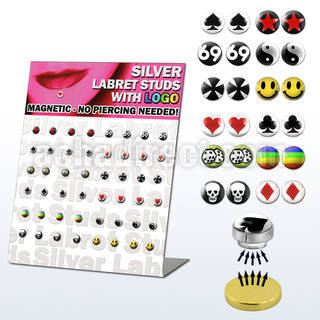 brmlg magnetic fake labret stud with logos magnet backing